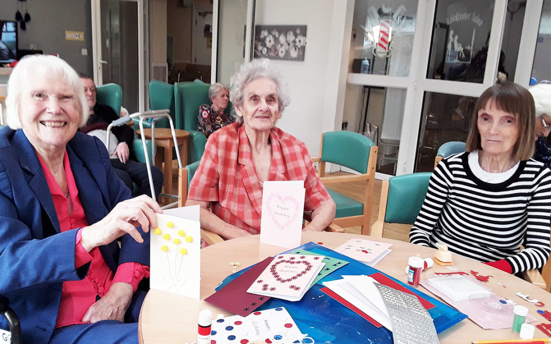 Card making skills at The Old Downs Residential Care Home