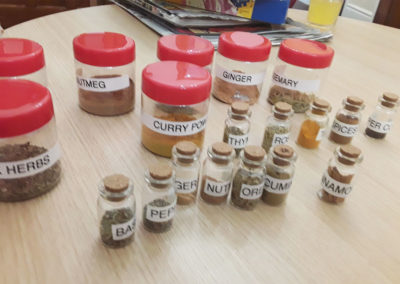 A selection of pots of herbs and spices