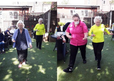 The Old Downs Residential Care Home staff and residents egg and spoon racing