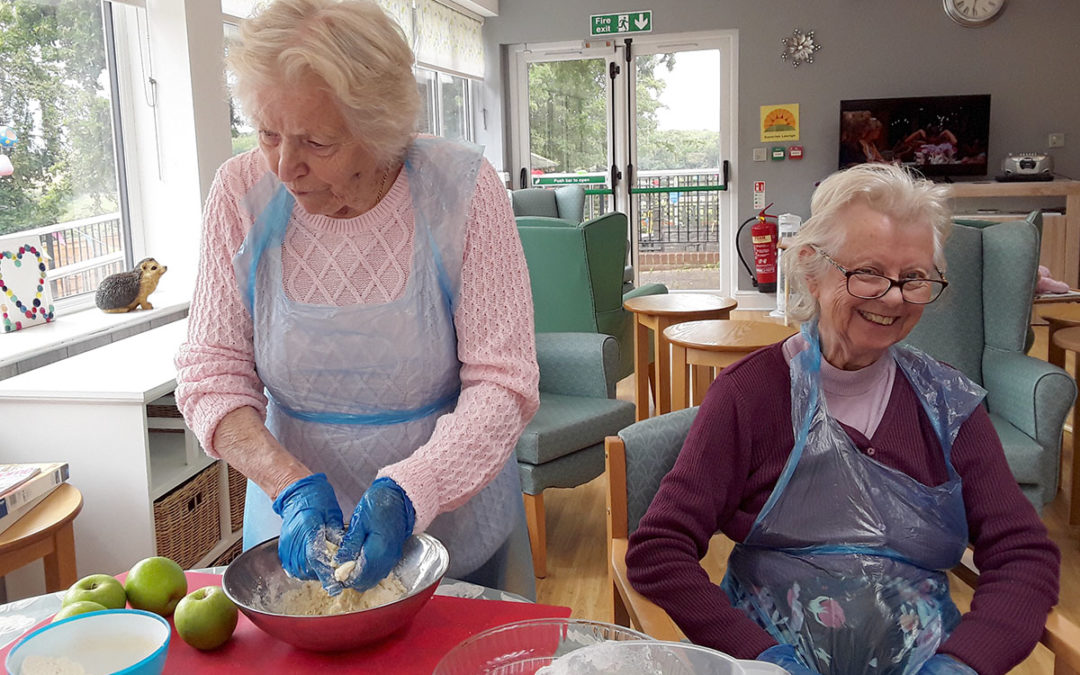 Making apple crumble at The Old Downs Residential Care Home