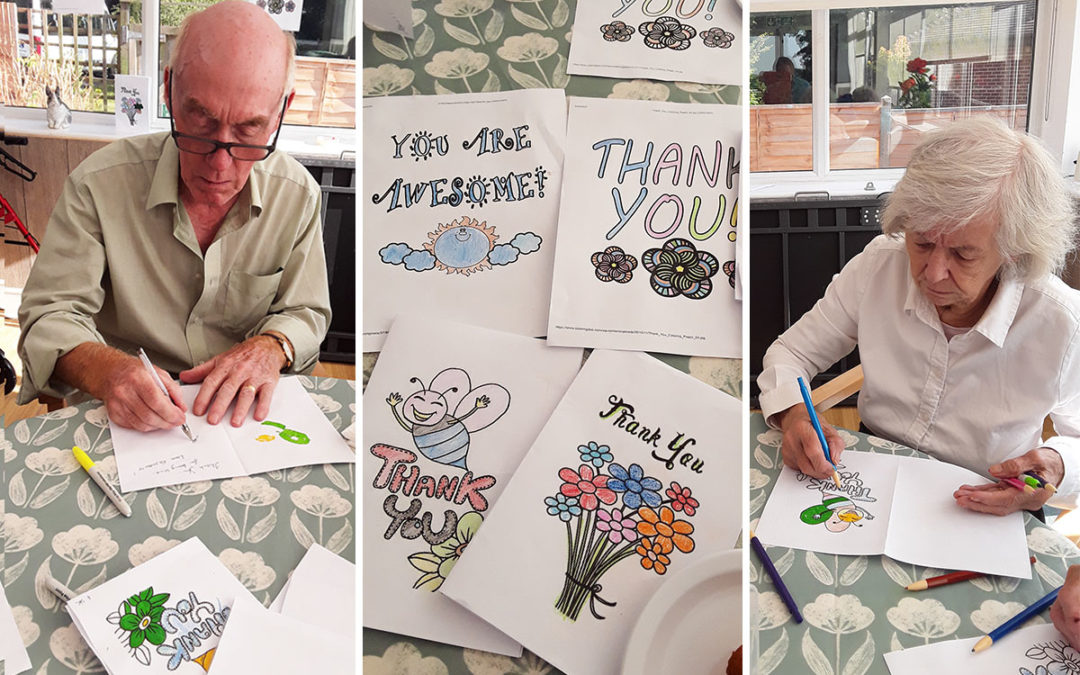 Cards of gratitude at The Old Downs Residential Care Home