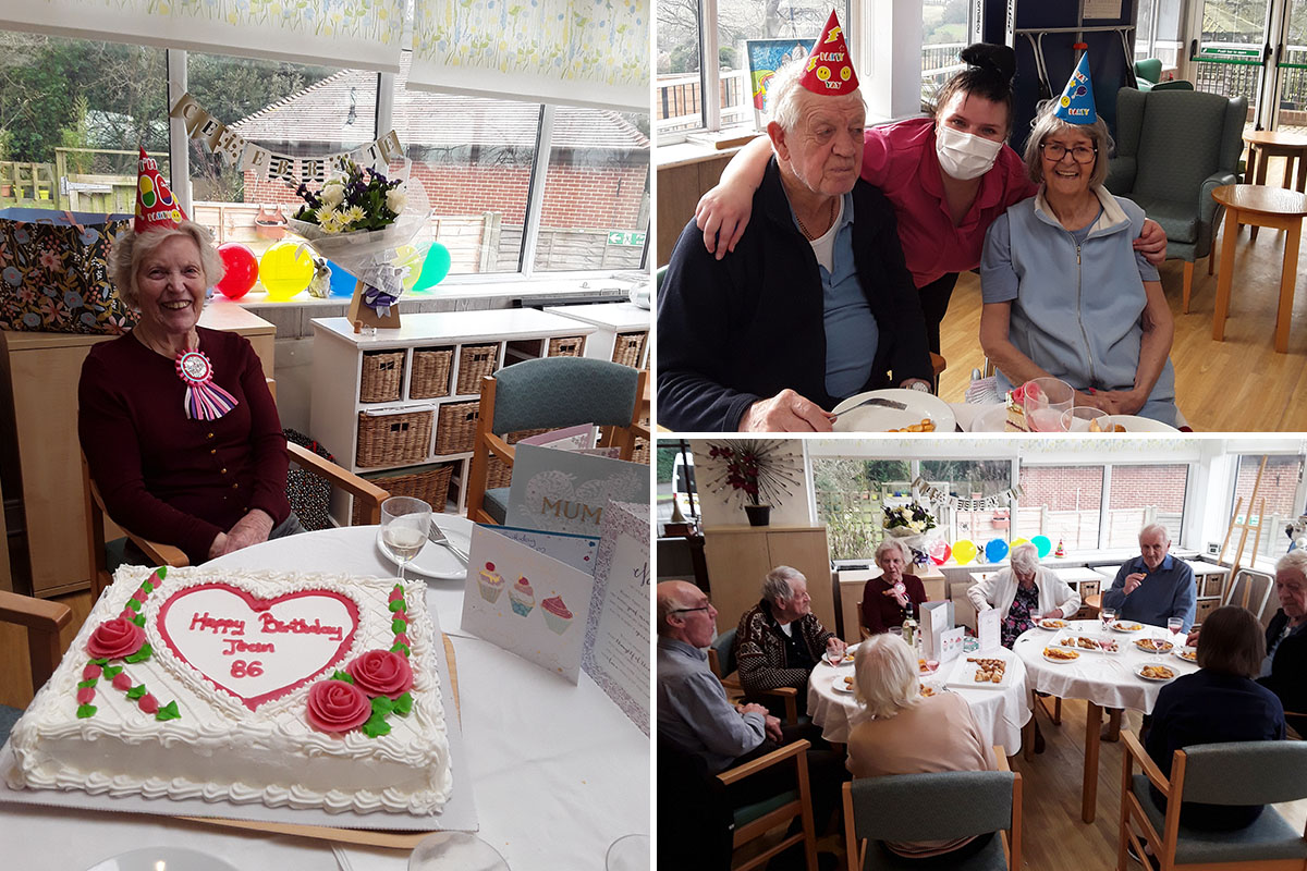 The Old Downs Residential Care Home resident enjoying her birthday party