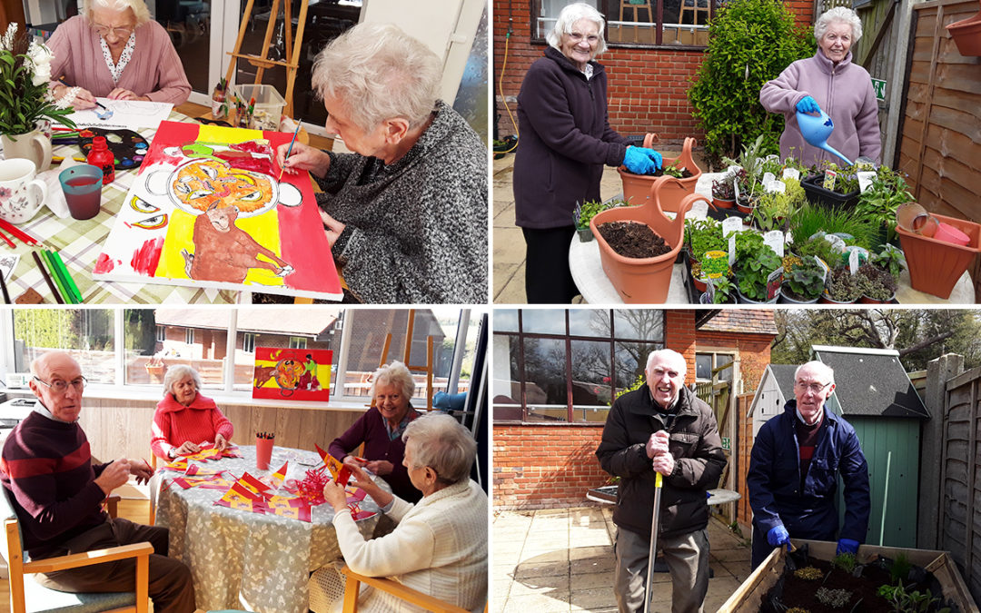 Spanish crafts and gardening at The Old Downs Residential Care Home