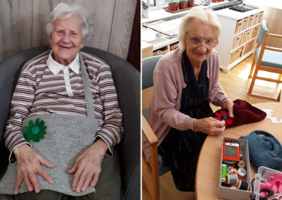 Ladies at The Old Downs Residential Care Home with their sewing club creations