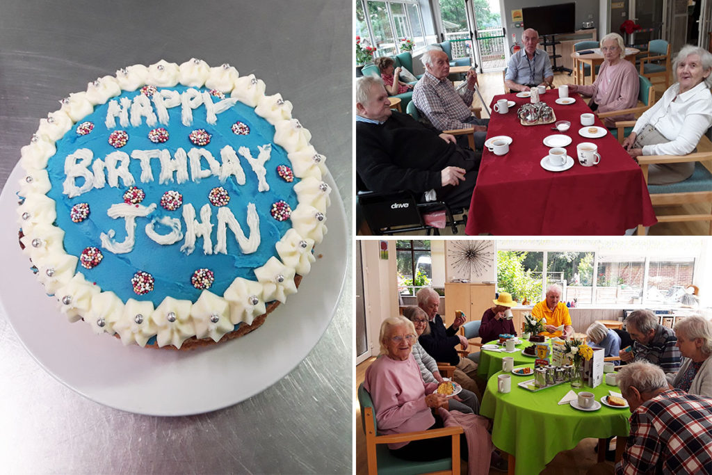 Residents at The Old Downs Residential Care Home enjoying birthday tea parties