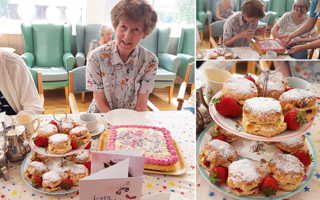 Birthday tea party for Elaine at The Old Downs Residential Care Home