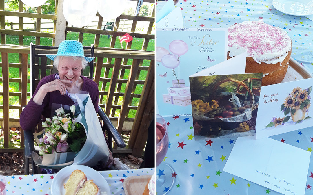 Birthday celebrations for Margaret at The Old Downs Residential Care Home