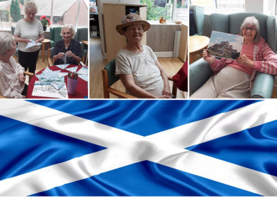 Camping in Scotland at The Old Downs Residential Care Home - Scottish flag bunting