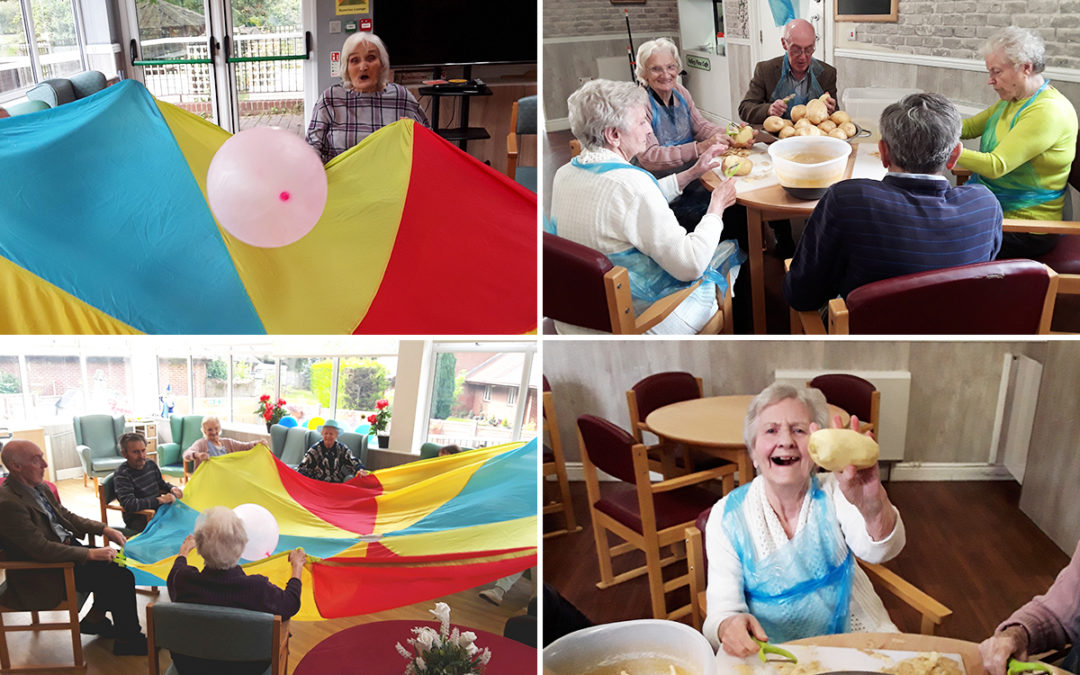 Parachute fun and helping hands at The Old Downs Residential Care Home