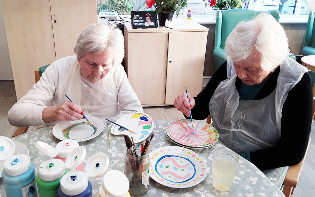 Plate painting at The Old Downs Residential Care Home