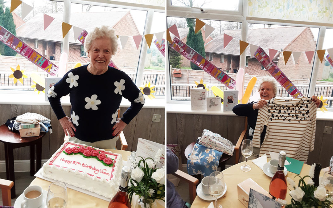 Birthday tea party for Jean at The Old Downs Residential Care Home