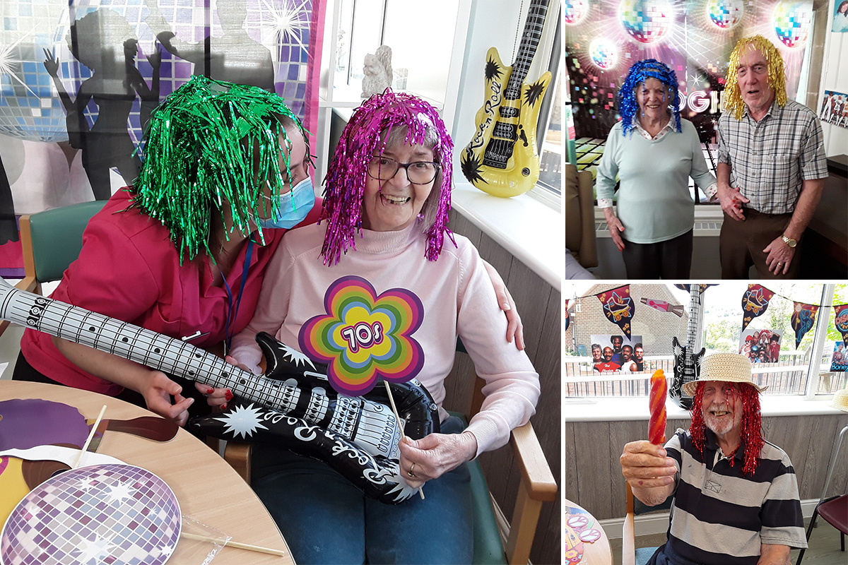 The Old Downs Residential Care Home residents enjoying some 70s fun!