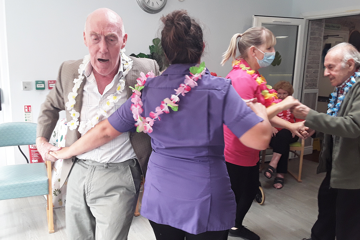 Hawaiian BBQ dancing at The Old Downs Residential Care Home