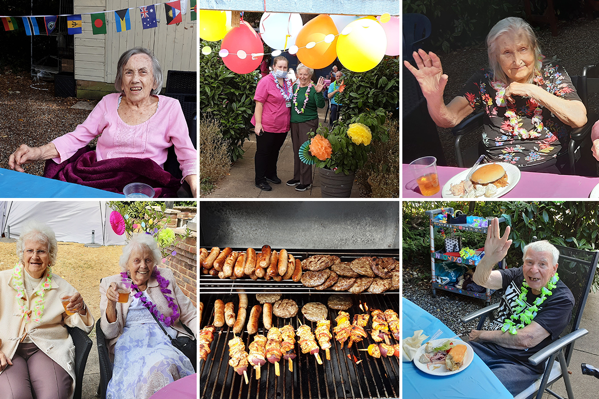 Enjoying a garden BBQ Party at The Old Downs Residential Care Home