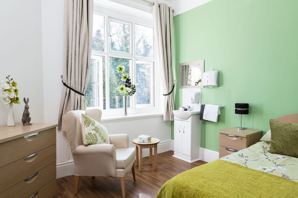 One of The Old Downs Residential Care Home's bedrooms