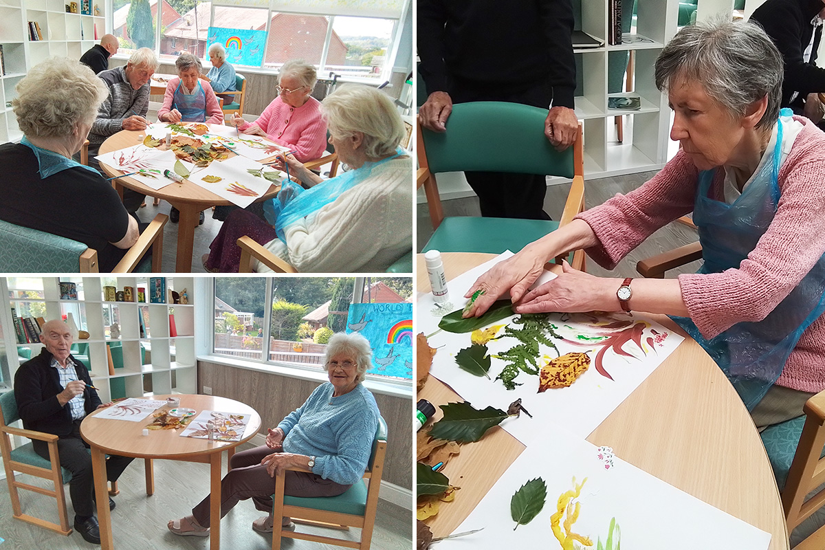 Autumn collaging at The Old Downs Residential Care Home