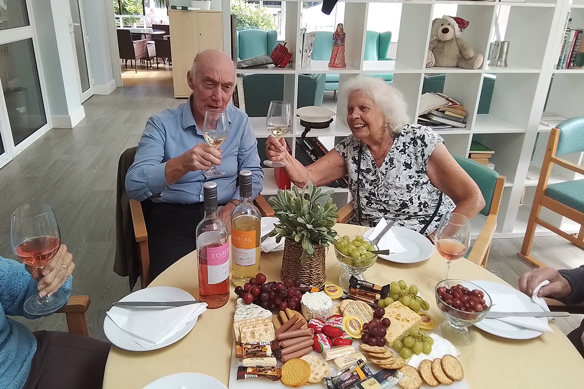 The Old Downs Residential Care Home residents enjoy cheese and wine