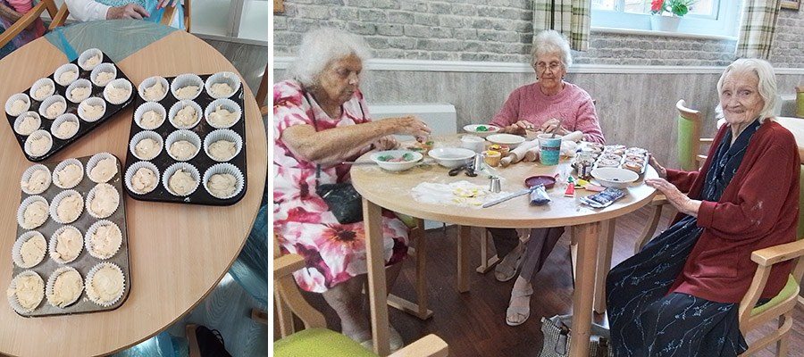 The Old Downs Residential Care Home ladies enjoying a baking session 