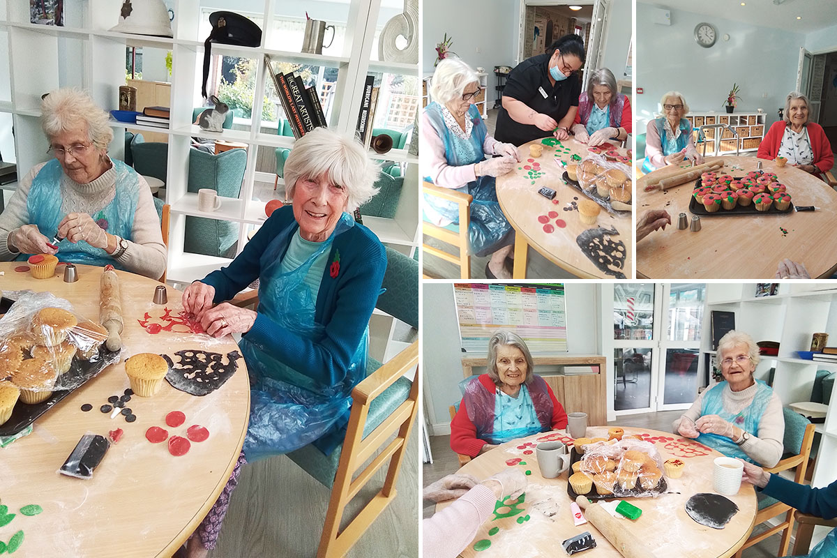 Remembrance poppy cupcakes at The Old Downs Residential Care Home