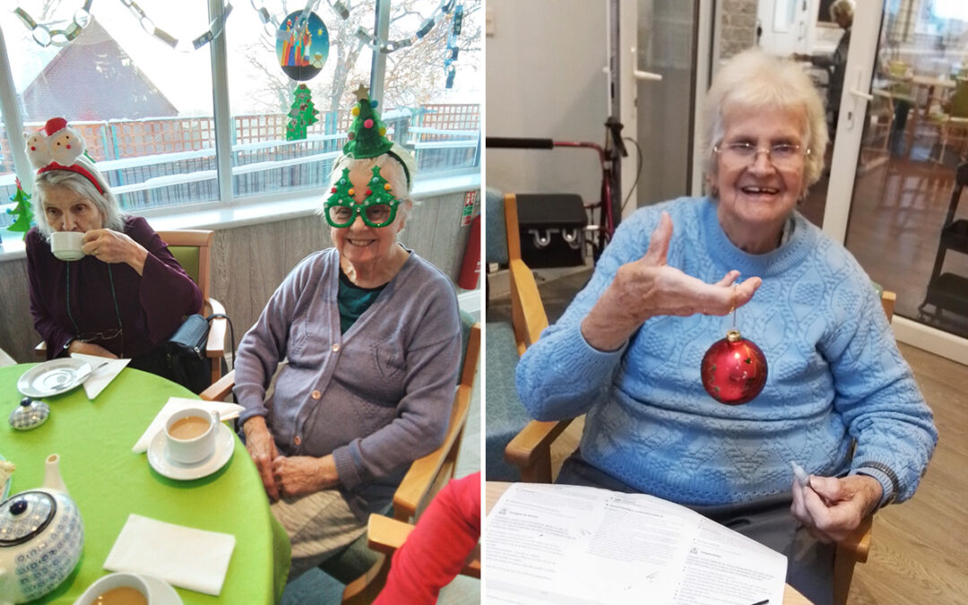 Christmas hats and baubles at The Old Downs Residential Care Home