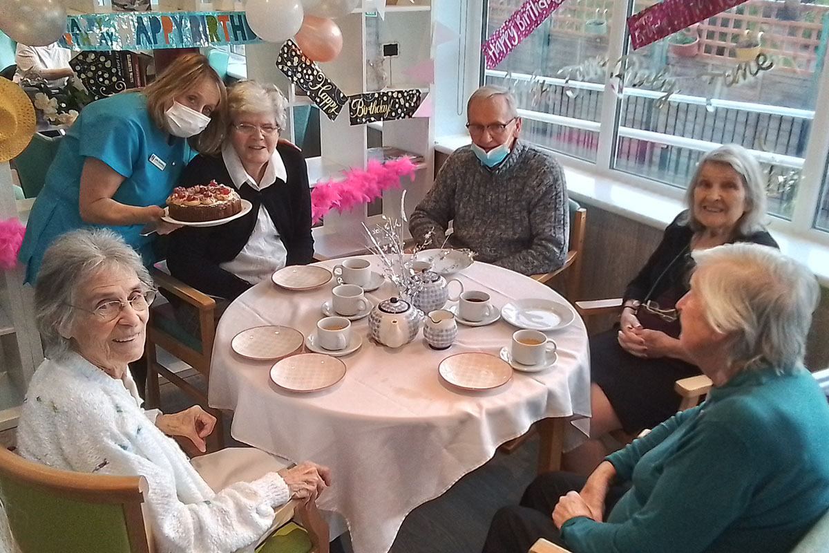Birthday tea party for Daphne at The Old Downs Residential Care Home