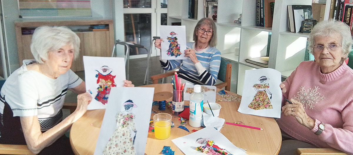 Home made collages at The Old Downs Residential Care Home