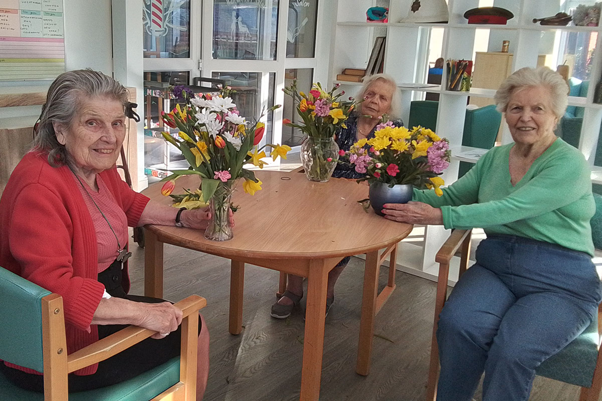Flower arranging session at The Old Downs Residential Care Home