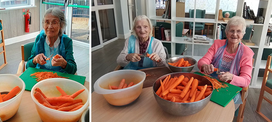 The Old Down Residential Care Home residents peeling carrots