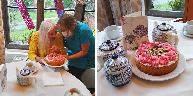 Birthday celebrations for Veronica at The Old Downs Residential Care Home