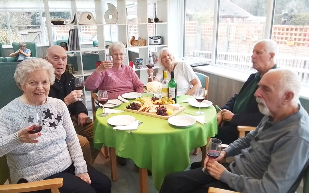 Cheese and wine time at The Old Downs Residential Care Home