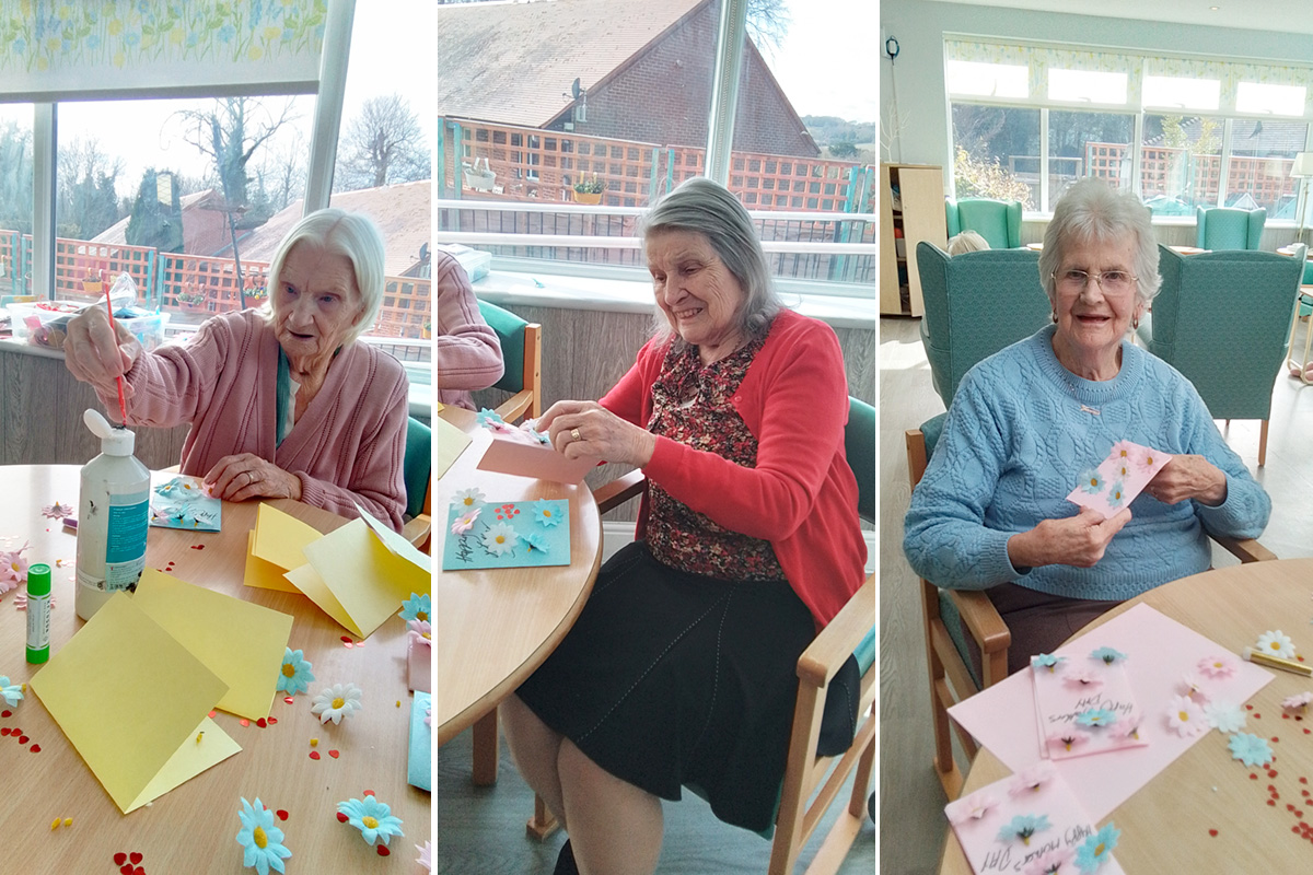 Making Mother's Day cards at The Old Downs Residential Care Home