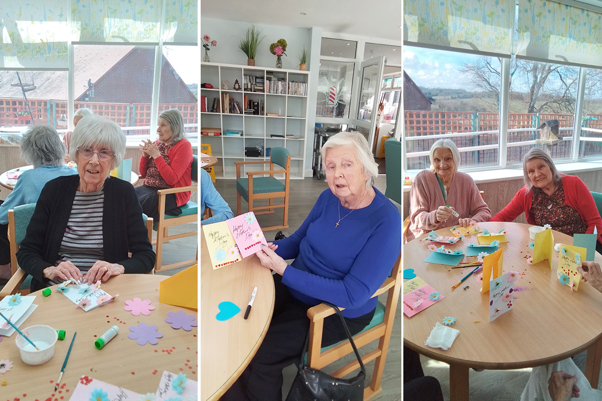 Creating cards at The Old Downs Residential Care Home