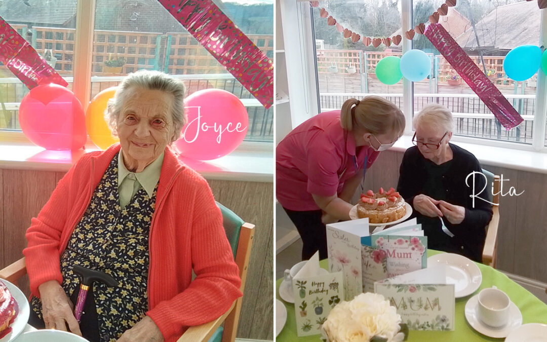 Happy birthday to Joyce and Rita at Old Downs Residential Care Home