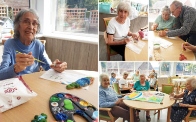 Making salt dough and enjoying collage painting together at The Old Downs Residential Care Home