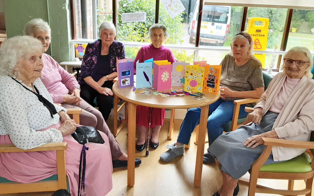 Thank you card making at The Old Downs Residential Care Home