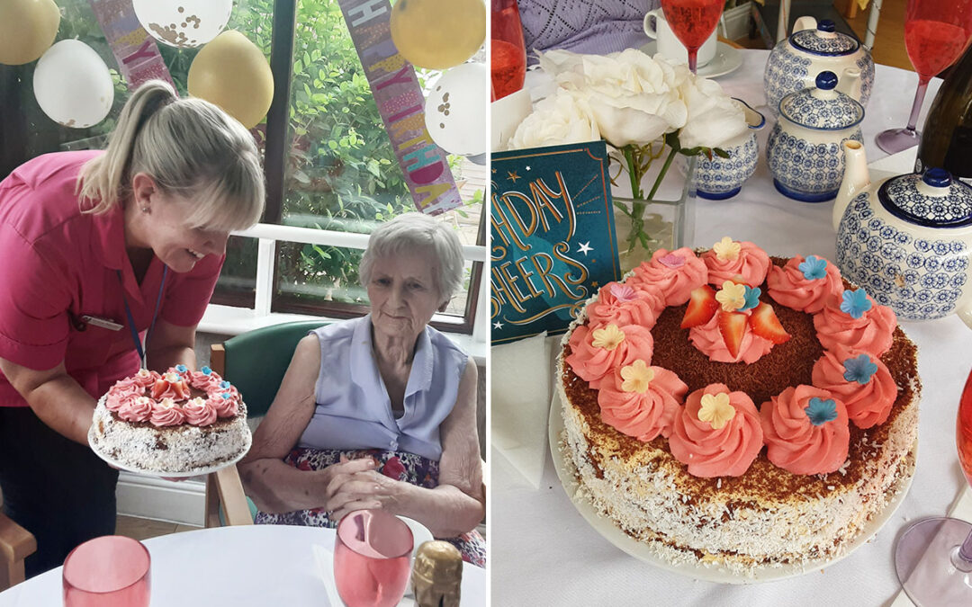 Birthday wishes for Thelma at The Old Downs Residential Care Home