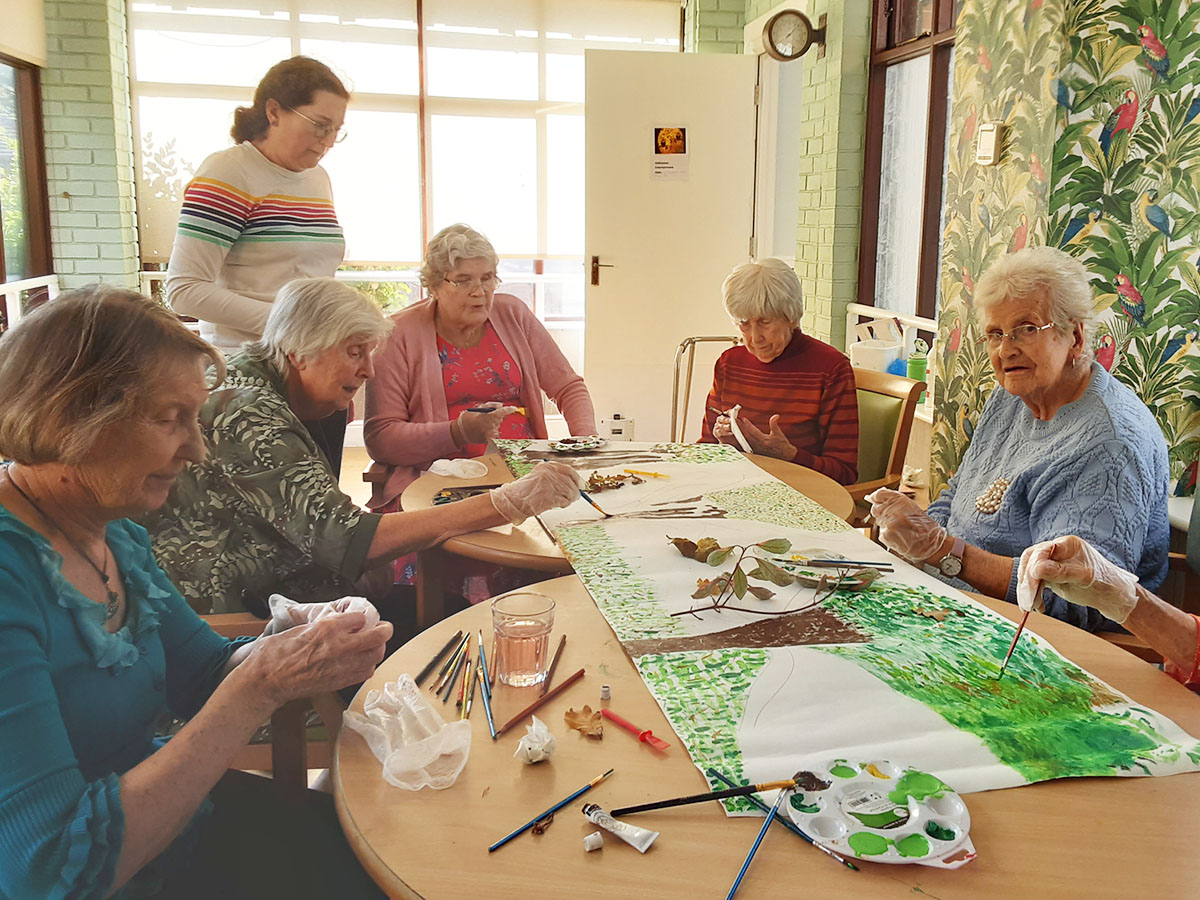 Harvest festival arts session at The Old Downs Residential Care Home