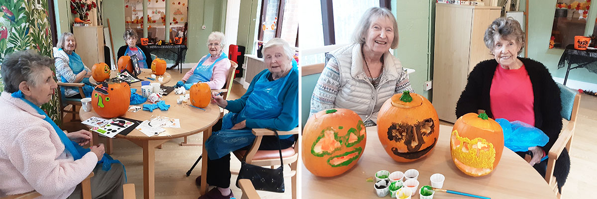 Halloween pumpkins arts and crafts at The Old Downs Residential Care Home