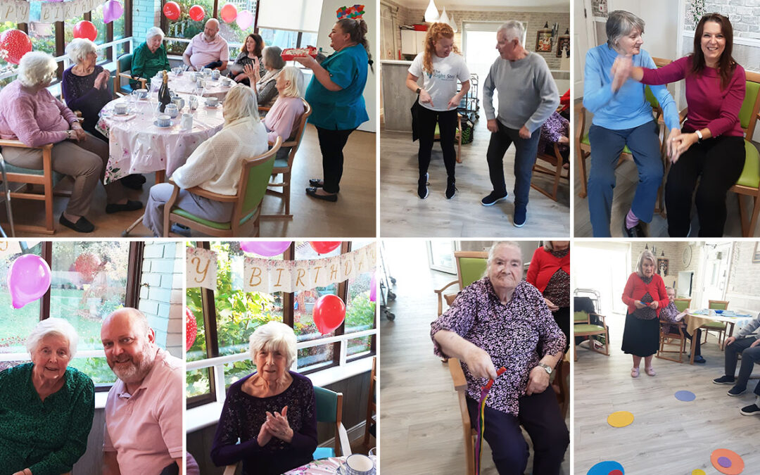 Birthday fun and Right Step exercises at The Old Downs Residential Care Home