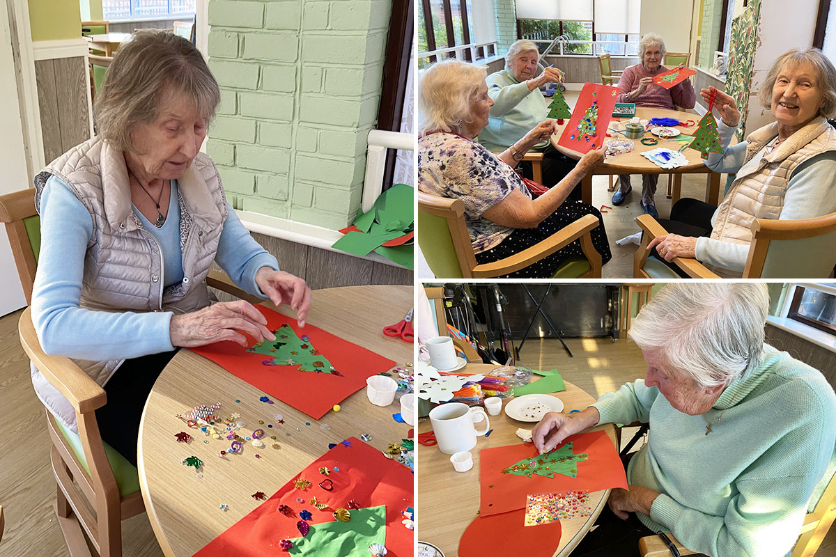 Making Christmas decorations at The Old Downs Residential Care Home