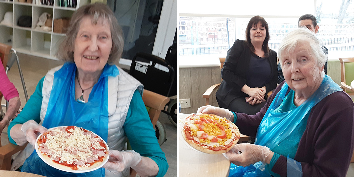 The Old Downs Residential Care Home residents with their handmade pizzas 
