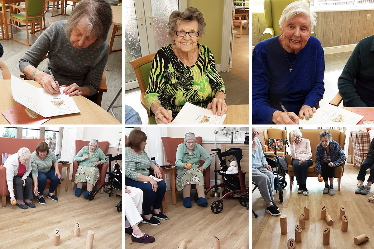 Crafting cards and skittles fun at The Old Downs Residential Care Home