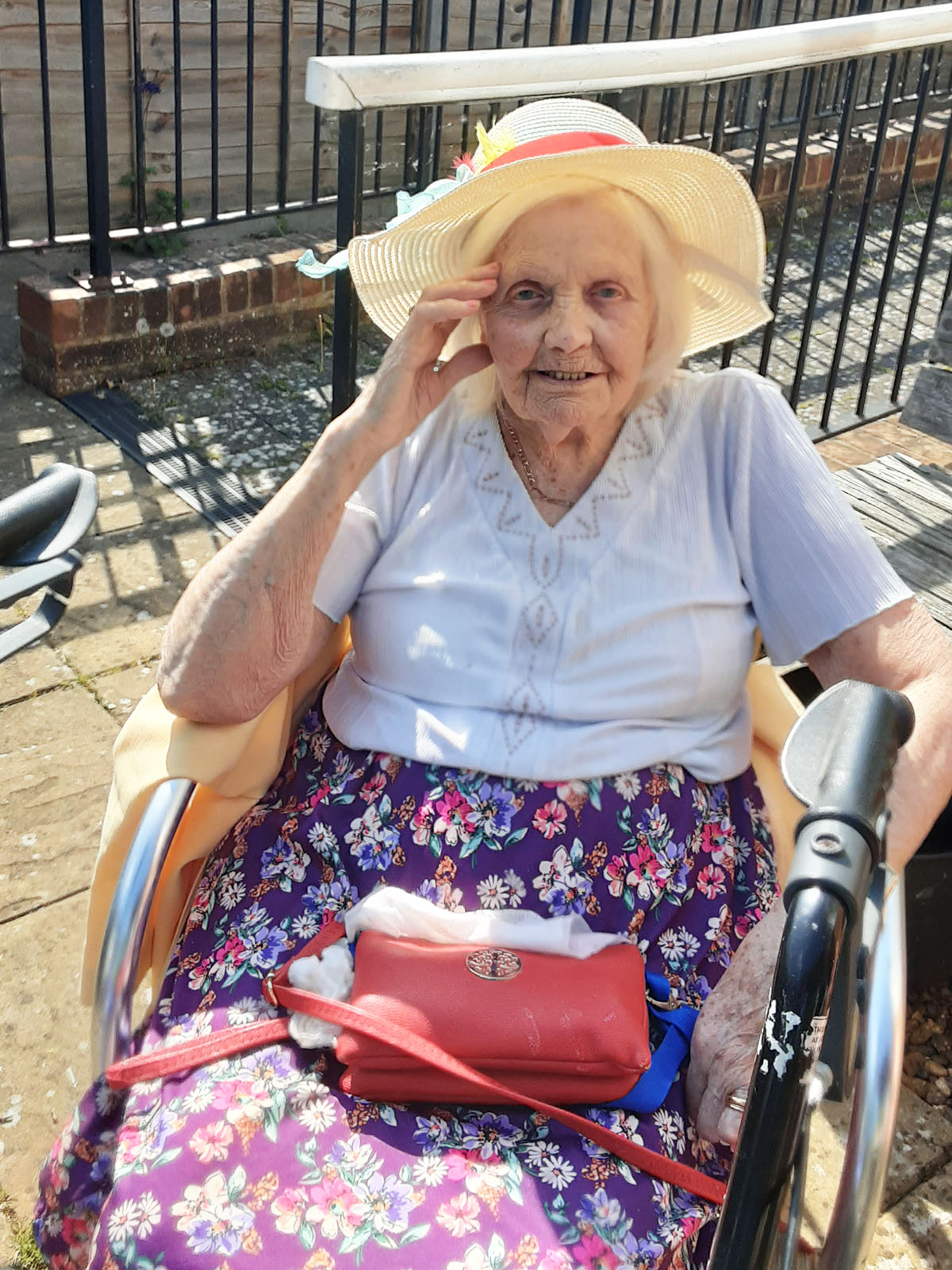 Resident enjoying some sunshine at The Old Downs Residential Care Home