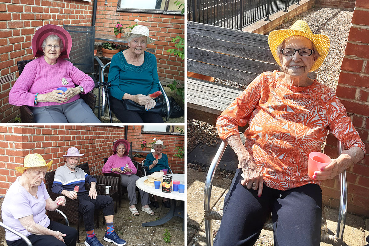 Ice creams in the sun at The Old Downs Residential Care Home
