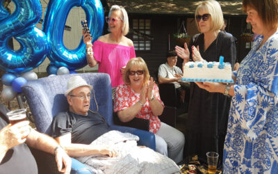 Birthday party fun for John at The Old Downs Residential Care Home