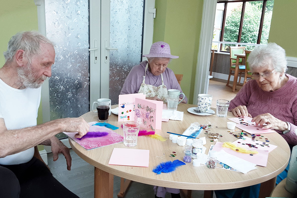 Card making at The Old Downs Residential Care Home