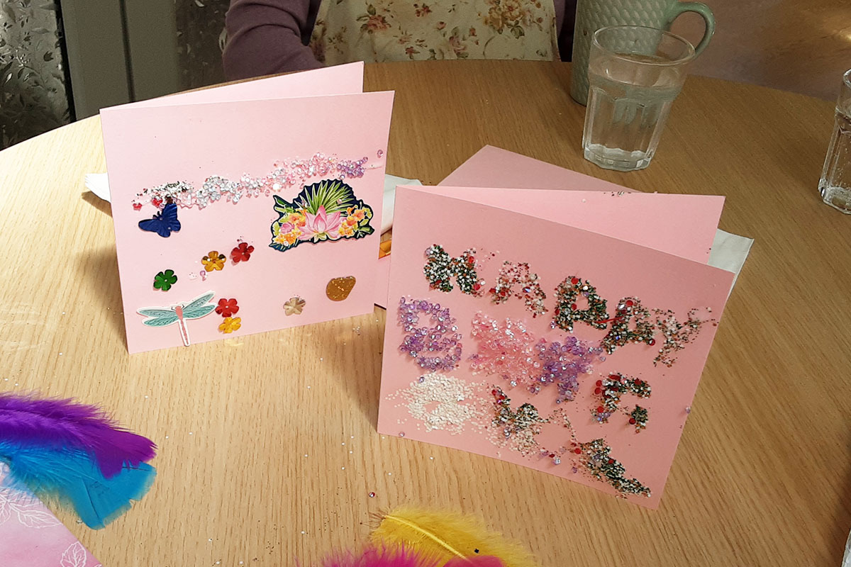 Handmade cards at The Old Downs Residential Care Home