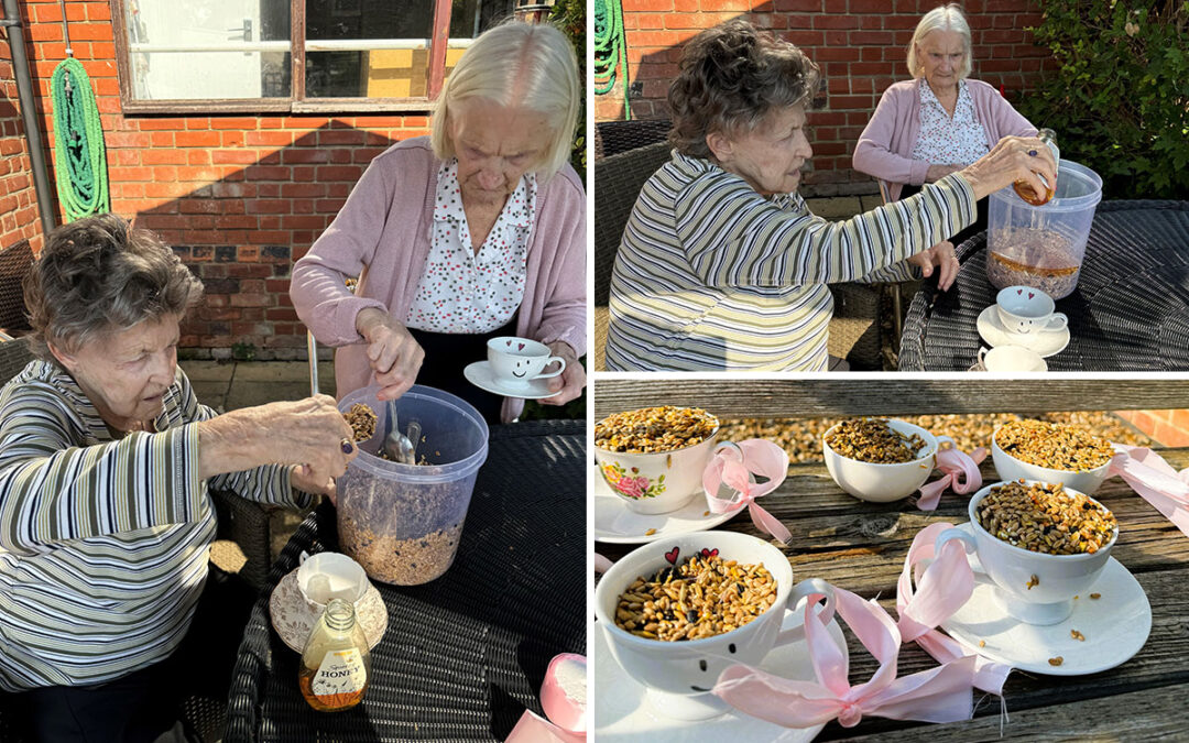 Warm sunshine and bird feeders at The Old Downs Residential Care Home