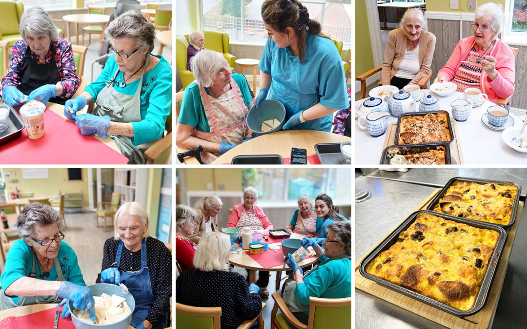 The Old Downs Residential Care Home residents make bread and butter pudding