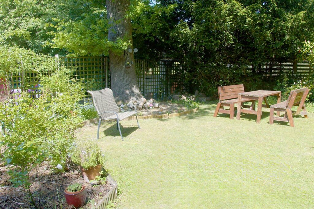 The back garden at The Old Downs Residential Care Home